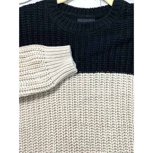 Anthropology Miou Muse Women's Two-Tone Chunky Knit Sweater Black & Beige Small‎ - Picture 1 of 8